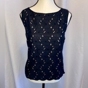 Women’s Laundry By Shelli Segal Eyelet cotton lace black sleeveless‎ Top size 10